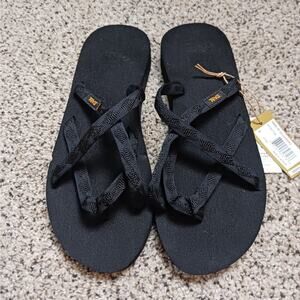 Teva Women's Olowahu Mush Flip Flop Size 8 Black Black Sandal 6840